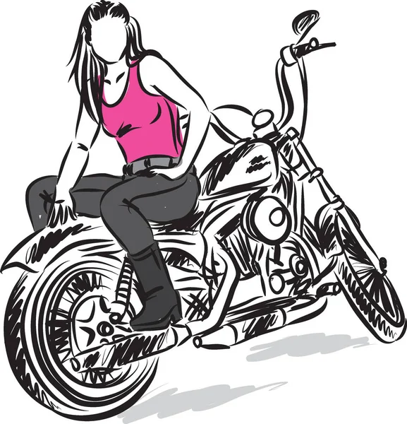 Illustration vectorielle fille motard — Image vectorielle