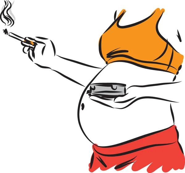 Pregnant woman smoking concept vector illustration — Stock Vector