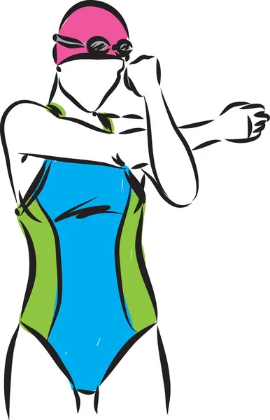 Swimmer girl vector illustration stretching — Stock Vector