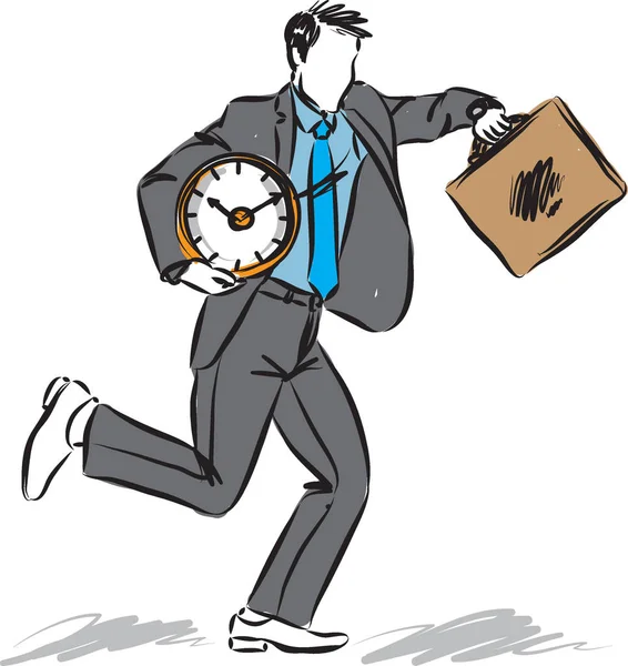 Homme d'affaires fonctionnant tard concept vectoriel illustration — Image vectorielle