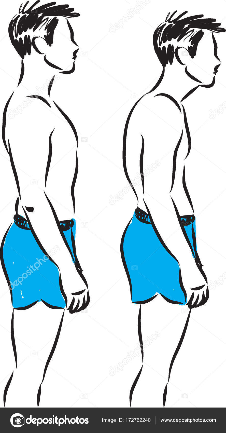 Man with back pain and bad posture Royalty Free Vector Image