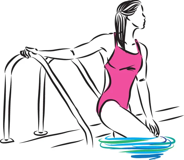 Bonita mujer en piscina vector ilustración — Vector de stock