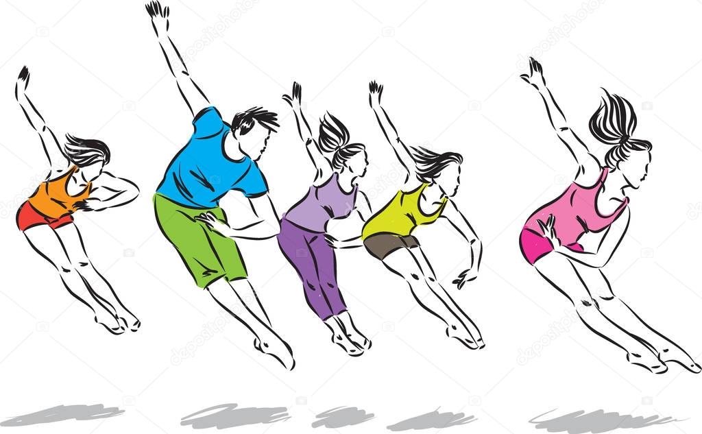 group of dancers vector illustration