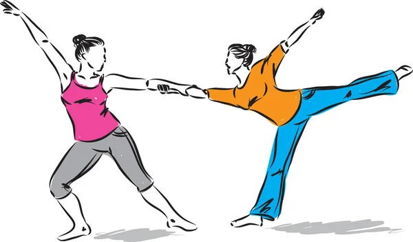 Fitness mulheres dançarinas vetor ilustração — Vetor de Stock