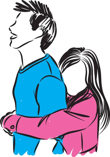 Woman Huging Man Vector Illustration — Vetor de Stock