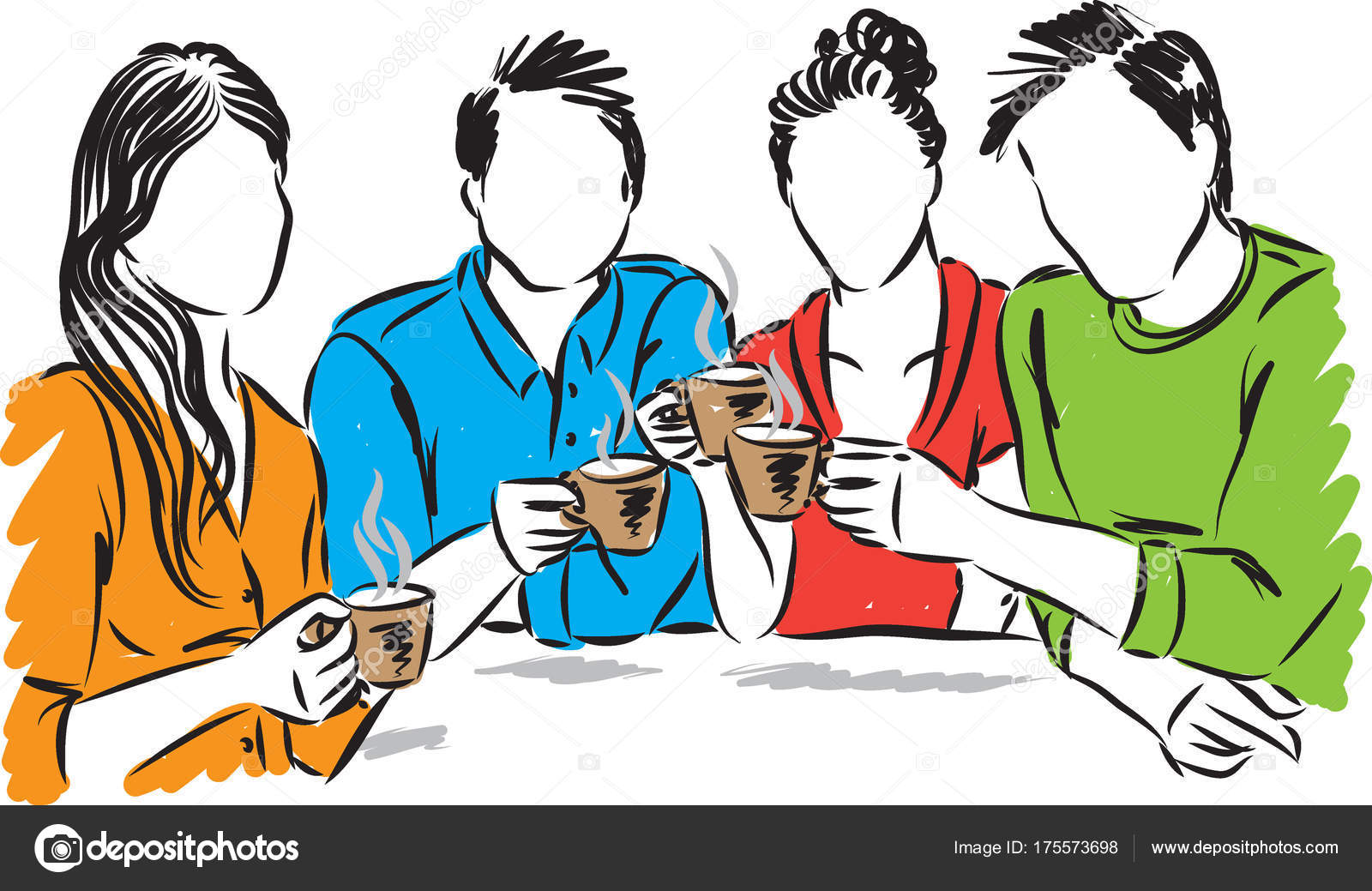 Friends Drinking Coffee Together Vector Illustration Stock Vector Image