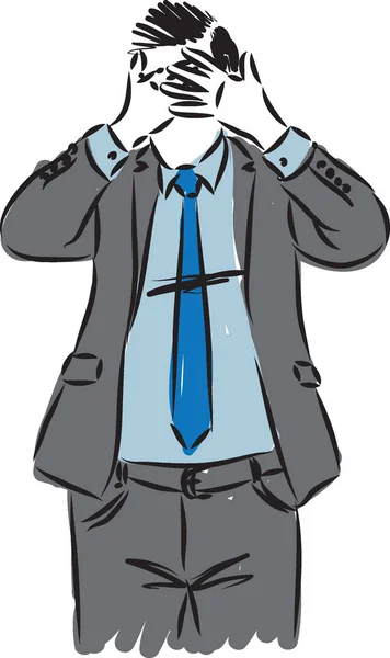 Businessman Covering His Eyes Vector Illustration — Stock Vector