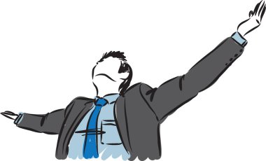 business man freedom gesture vector illustration clipart
