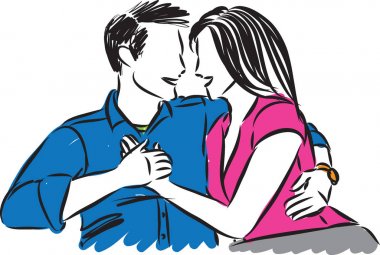 mutlu çift erkek ve kadın vektör çizim