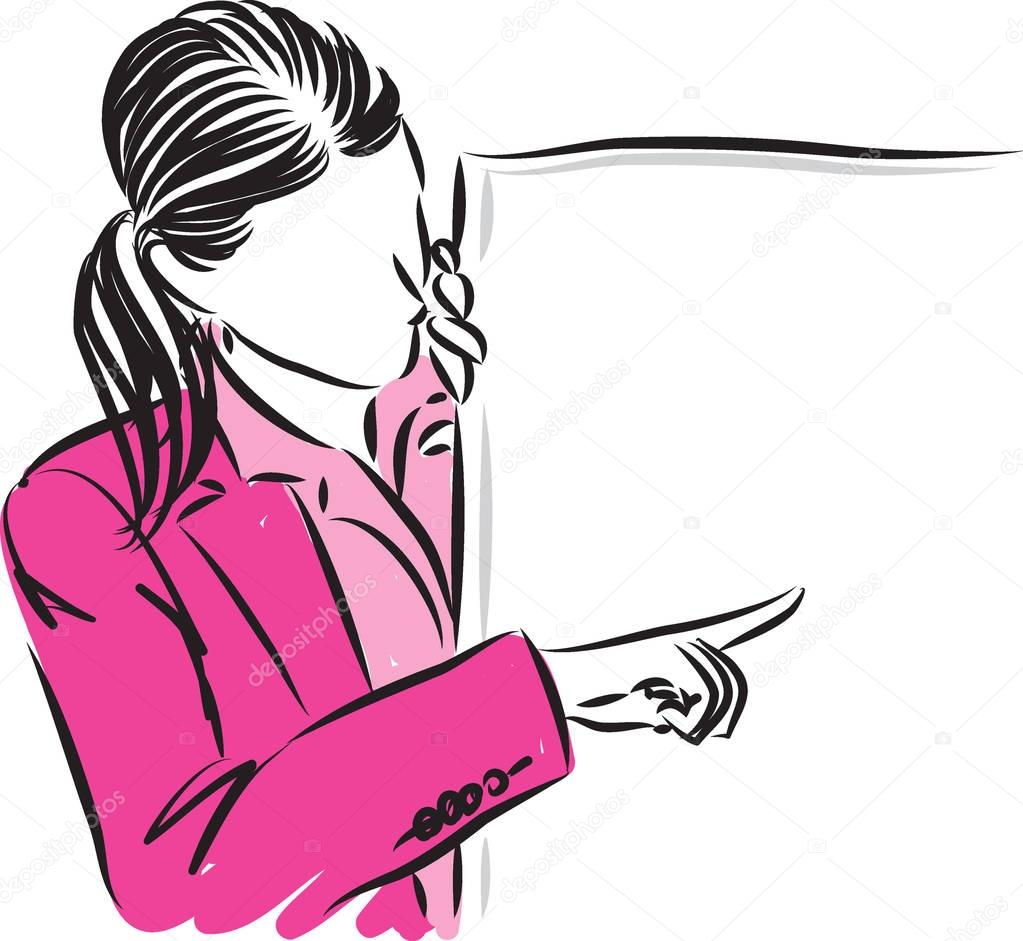 business woman showing vector illustration