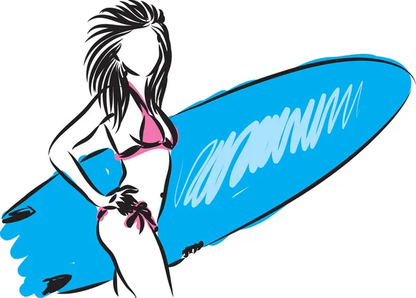 Desktopsurfer Girl Bikini Vector Illustration — Stock Vector