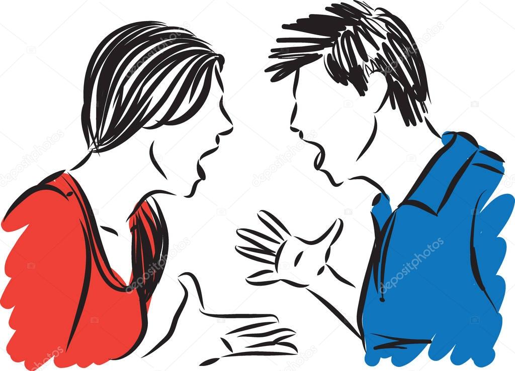 couple man and woman fighting concept vector illustration