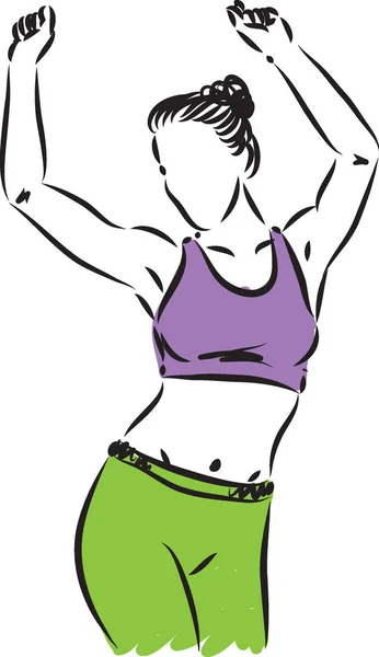 Frau Tanzt Fitness Vektor Illustration — Stockvektor