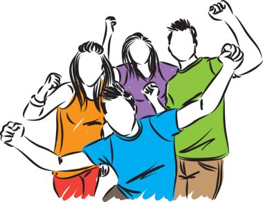 mutlu insanlar arkadaş illüstrasyon vektör