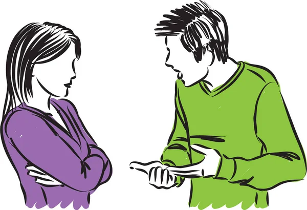 Couple Homme Femme Discutant Illustration Vectorielle — Image vectorielle