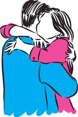 güzel çift sarılma vektör çizim