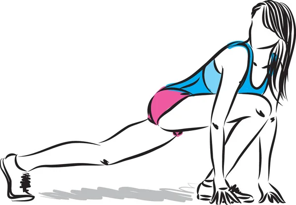 Fitness Mujer Estiramiento Vector Ilustración — Archivo Imágenes Vectoriales