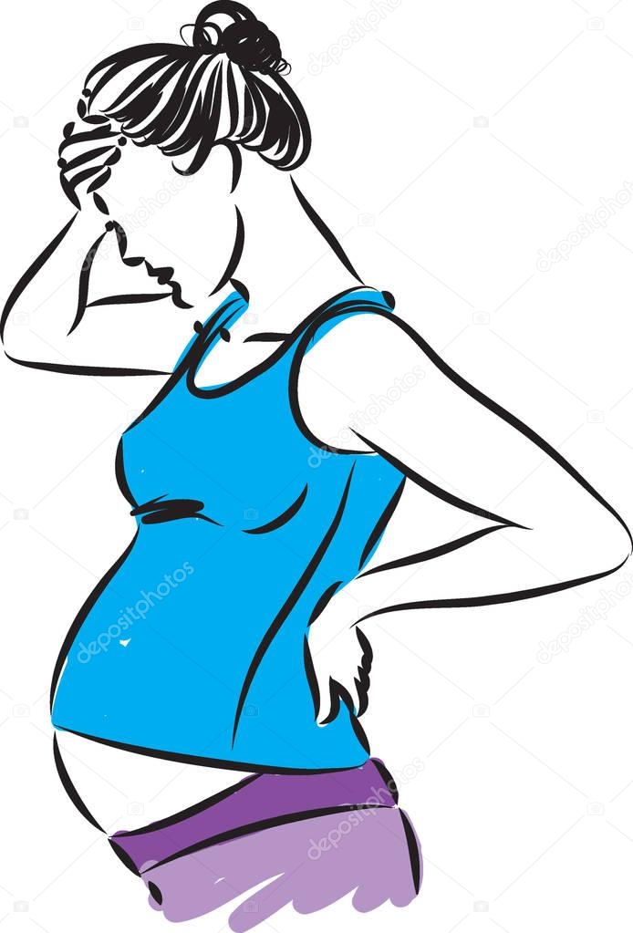PREGNANT WOMAN STRESSED TIRED VECTOR ILLUSTRATION