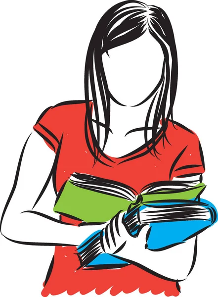 Vrouw Leest Een Boek Vectorillustratie — Stockvector