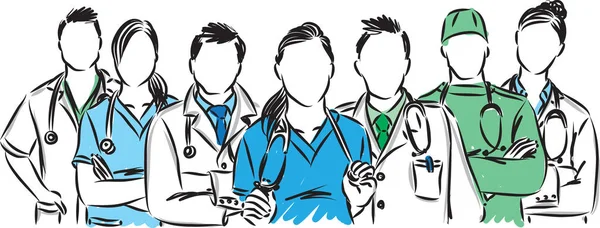 Ilustração Vetor Equipe Médica —  Vetores de Stock