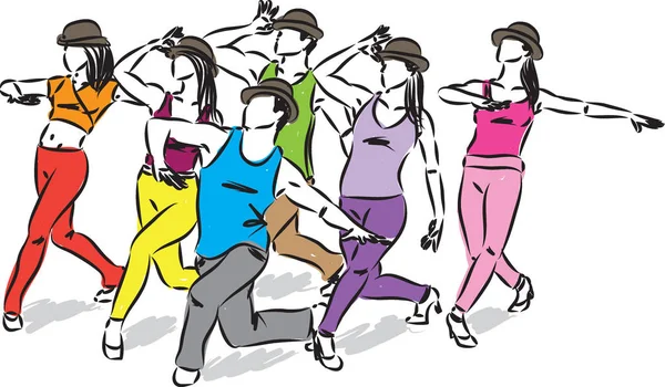 Groep Dansers Vectorillustratie — Stockvector