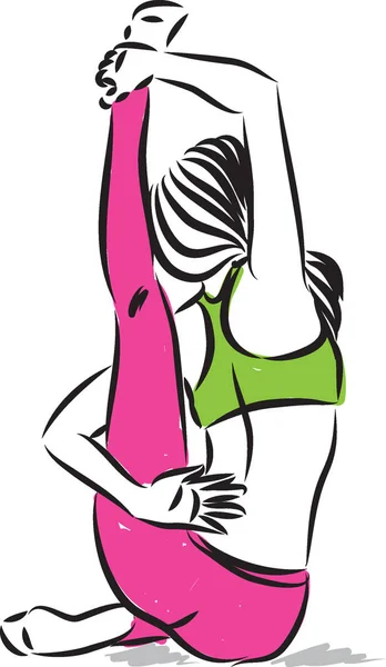 背面姿勢ヨガ フィットネス女性ベクトル図 — ストックベクタ