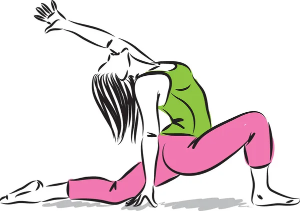 Yoga Stretching Frau Fitness Vektor Illustration — Stockvektor