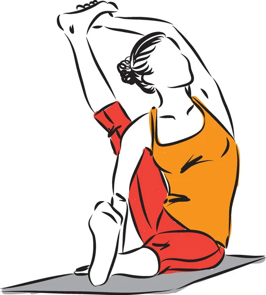 Yoga Houding Vrouw Fitness Vectorillustratie — Stockvector