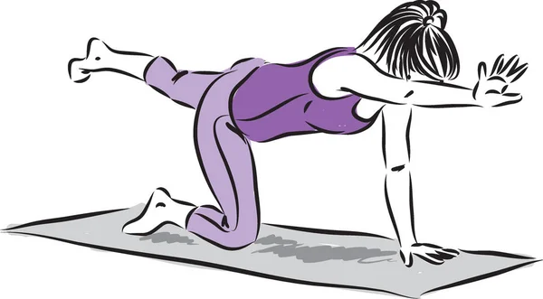Frau Fitness Stretching Vektor Illustration — Stockvektor