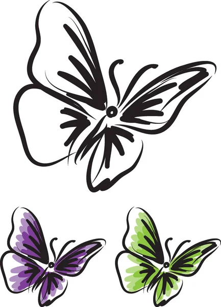 Mariposa Tatuaje Vector Ilustración — Archivo Imágenes Vectoriales