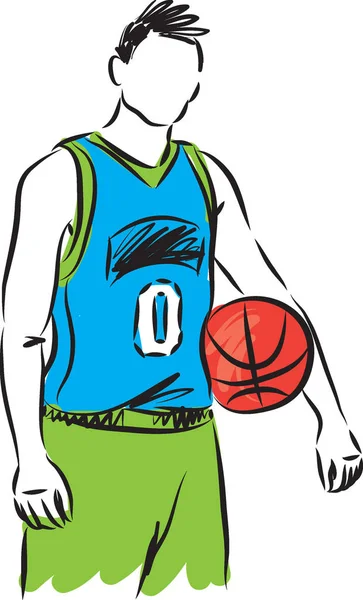 Basketballspieler Mit Kugelvektorillustration — Stockvektor