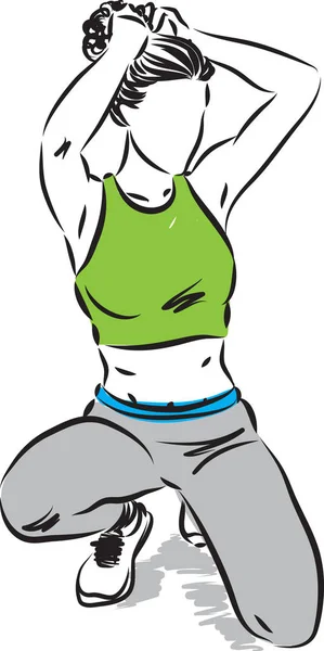 Fitnesswoman Touching Hair Vector Illustration — Stock Vector