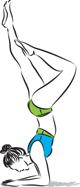Frau Fitness Posiert Stretching Vektor Illustration — Stockvektor