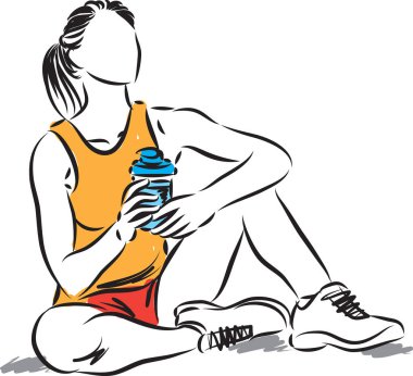 Fitness kadını dinlenme vektörü çizimi