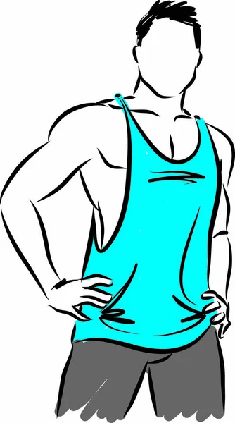 Fitness Man Muscles Vector Illustration — 스톡 벡터