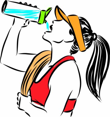 Susamış fitness kadın vektör illüstrasyonu