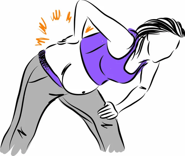 Schwangere Mit Rückenschmerzen Vektor Illustration — Stockvektor