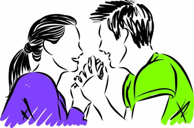 couple man and woman touching hands vector illustration