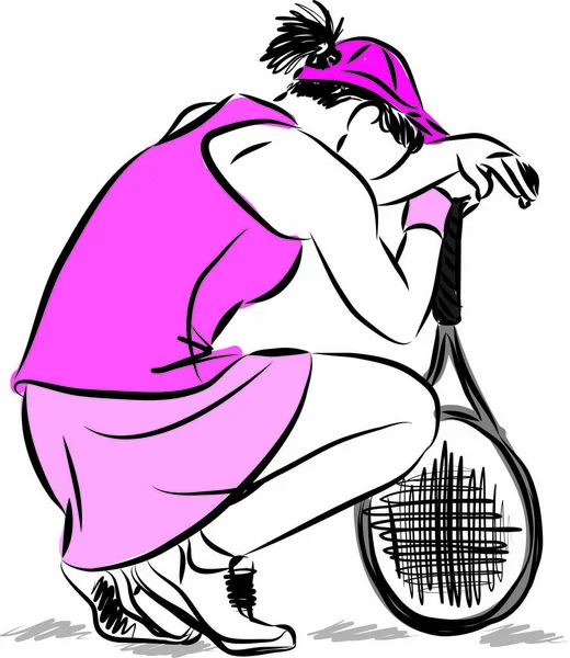 Tenis Jugador Mujer Perder Gesto Vector Ilustración — Archivo Imágenes Vectoriales