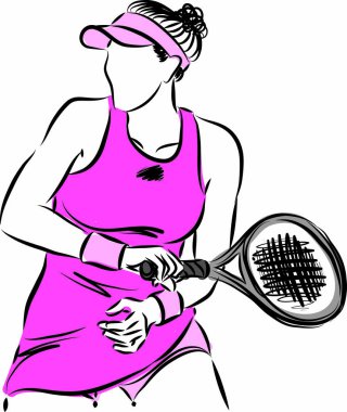 Kadın tenis oyuncu vektör çizim