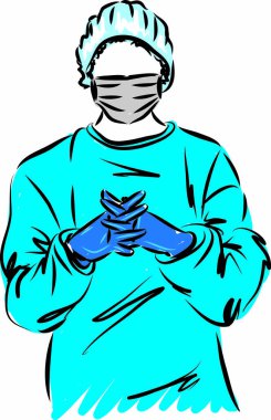 Maske görünümlü doktor vektör illüstrasyonu