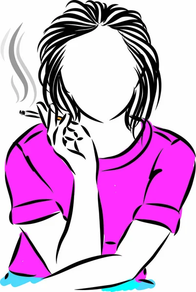 Close Woman Smoking Vector Illustration — Stock Vector