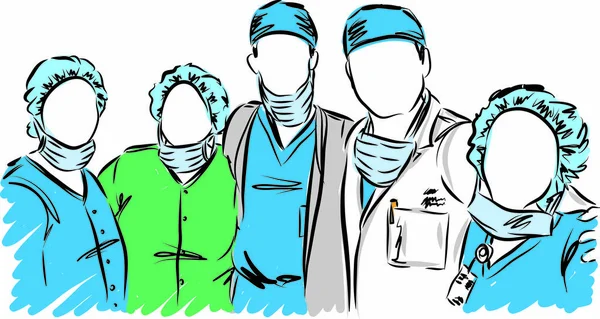 Grupo Médicos Con Máscaras Ilustración Vectores — Archivo Imágenes Vectoriales