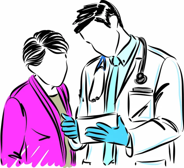 Médico Con Ilustración Vectorial Paciente Mujer — Vector de stock