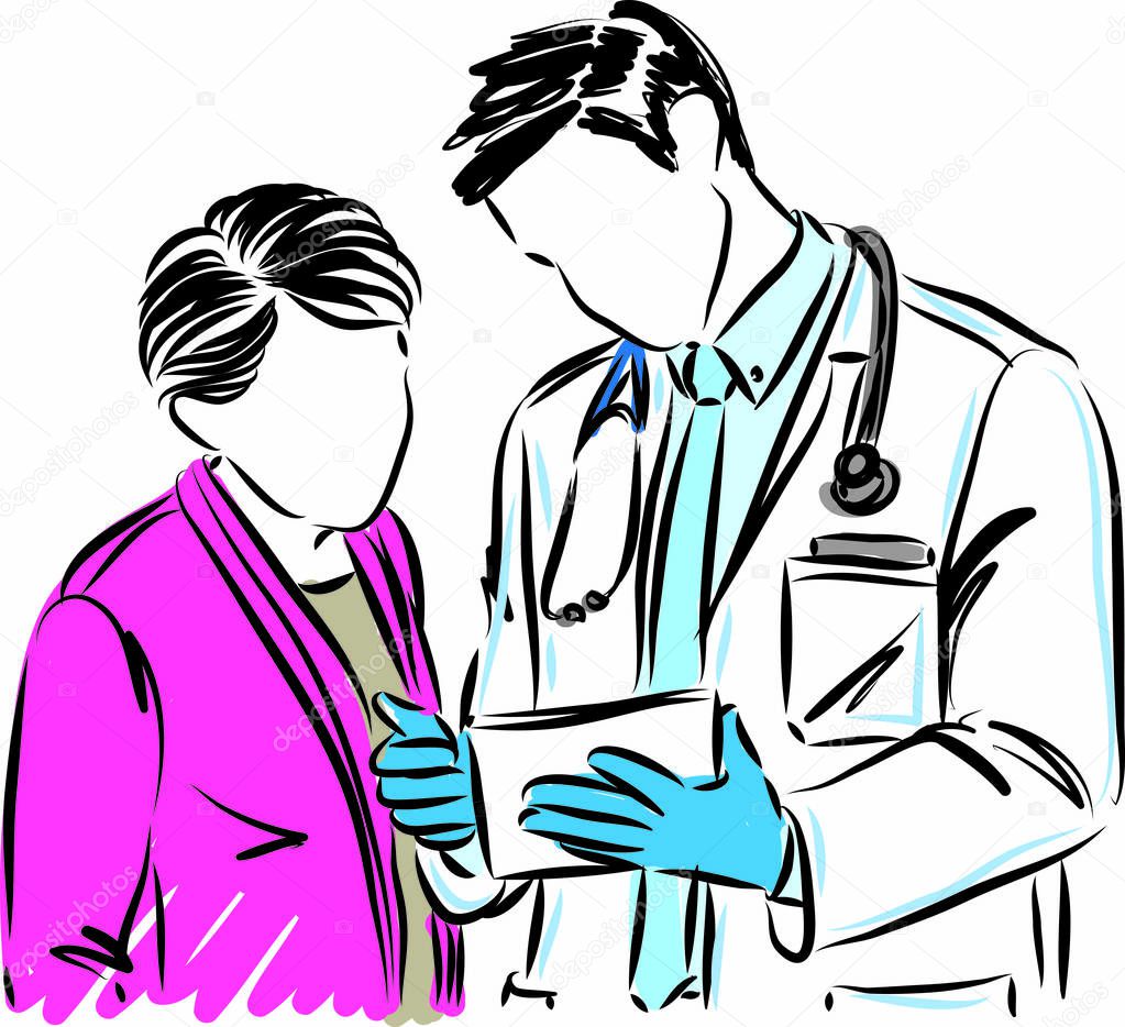 doctor with woman patient vector illustration