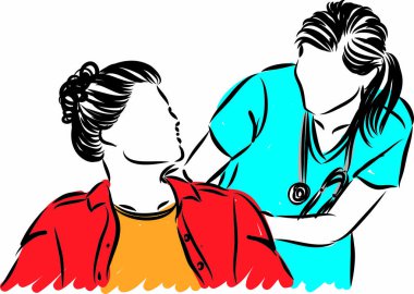 Doktor hasta vektör illüstrasyonuyla ilgileniyor