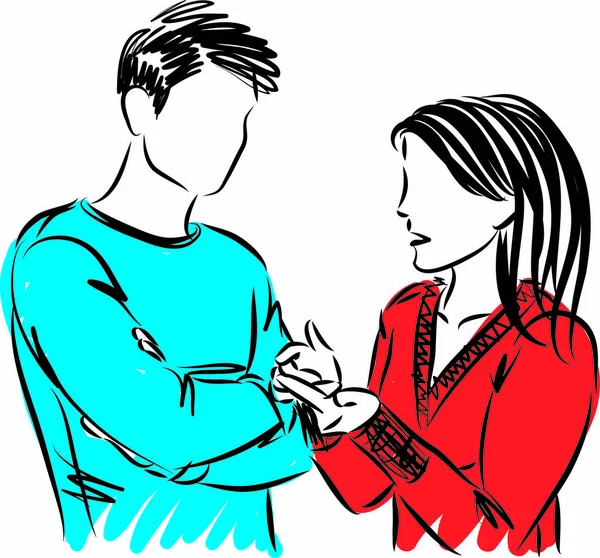 Couple Homme Femme Discuter Conversation Vectoriel Illustration — Image vectorielle