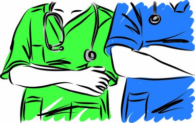iki doktor erkek ve kadın sıhhiye konsept vektör çizimi