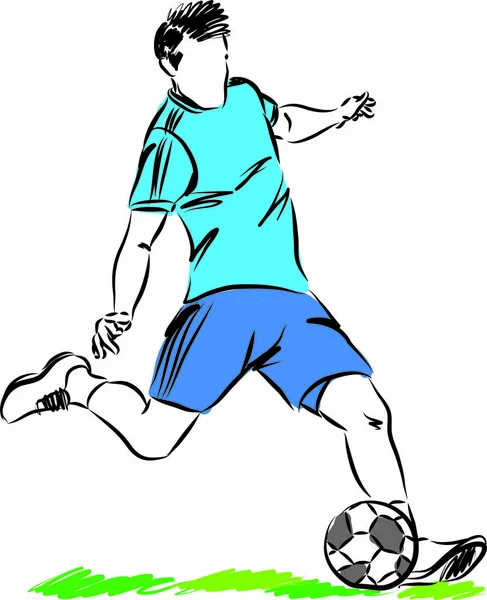 Fußballspieler Mit Kugelvektorillustration — Stockvektor