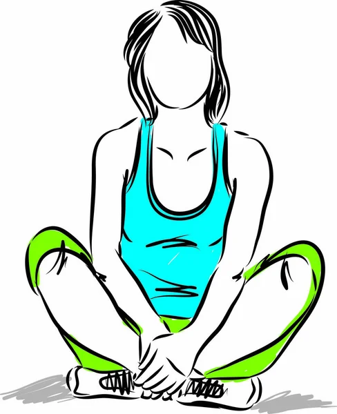 Avslappnad Fitness Kvinna Sitta Ner Vektor Illustration — Stock vektor